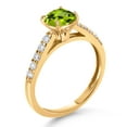 thumbnail image 3 of Gem Stone King 2.70 Ct Cushion Checkerboard Green Peridot G/H Lab Grown Diamond 10K Yellow Gold Engagement Ring (Size 5), 3 of 4