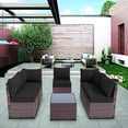 thumbnail image 6 of Gotland 6 Pieces Patio Conversation Set Outdoor Sectional Sofa Set PE Rattan Sectional sofa Set (black), 6 of 6