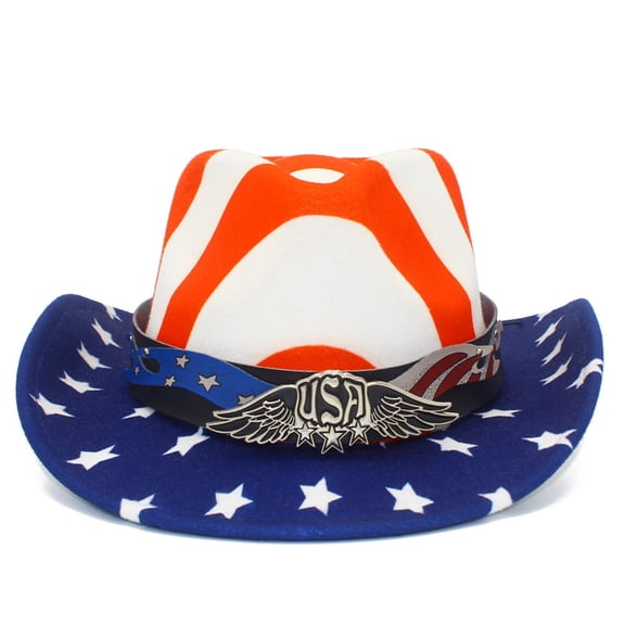 Bainana USA Patriotic Cowboy Hat For Women Men Wide Brim Soft Breathable Red White And Blue Sun Hat For 4Th Of July Celebration