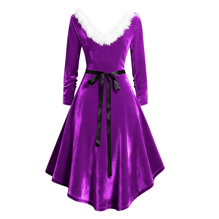 Tnhcen Women's Christmas Velvet Dress Long Sleeve V - Neck Fur Collar S - 2XL Plus Size Festive Dress for Holiday Party, Winter Formal Event Warm ... Tnhcen Women's Christmas Velvet Dress Long Sleeve V - Neck Fur Collar S - 2XL Plus Size Festive Dress for Holiday Party, Winter Formal Event Warm ...