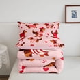 thumbnail image 5 of Homewish Funny Dachshund Animal Full Size Comforter Sets,Red Heart Bedding Comforter Set,Pink,Pink Reversible,3-Piece,1 Comforter and 2 Pillowcases, 5 of 7