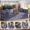 thumbnail image 6 of Convertible Floor Sofa Bed, Holaki 63" Foldable Compression Loveseat Lounge Sleeper Sofa with Pillow & Fixed-Shape Frame, Corduroy Folding Boneless Sofa Couch for Living Room, Small Space, Gray, 6 of 8