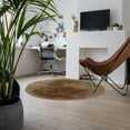 thumbnail image 2 of Snugtown Super Soft Brown Round Faux Fur Area Rugs, Fuzzy Fluffy Sheepskin Carpet, Shaggy Furry Floor Mat for Nursery Rugs Living Room Bedroom Bedside, 3 x 3 Feet, 2 of 5