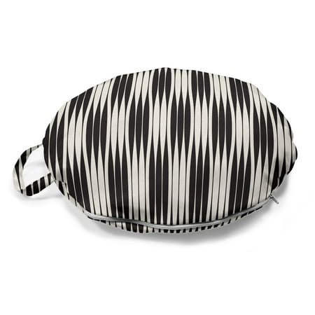 

Abstract Round Floor Cushion with Handle Monochrome Wavy Stripes in Retro Simplistic Tones Illustration Decorative Pillow for Living Room & Dorms 18 Round Dark Brown Eggshell by Ambesonne