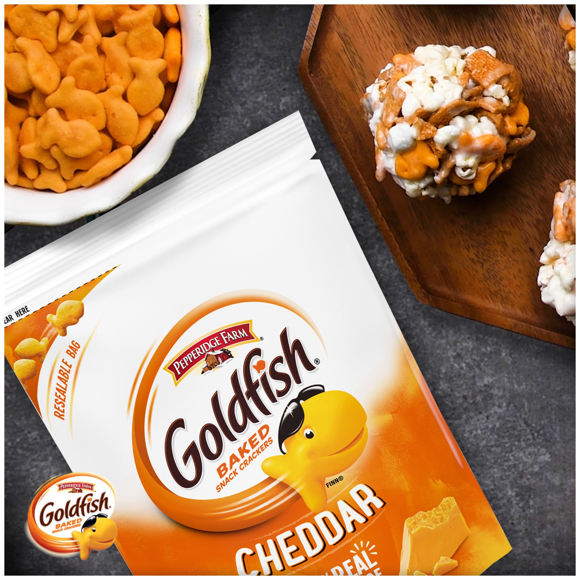 Goldfish Cheddar Crackers, Snack Crackers, 11 oz resealable bag