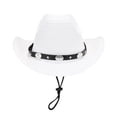 thumbnail image 2 of XINPING Women's Western Straw Cowboy Sun Hat, Wide Brim UV Protection Beach Vacation Hat with Beaded Band and Adjustable Chin Strap for Outdoor Activities, 2 of 4