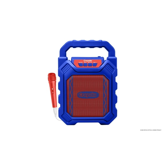 Crayola Portable Bluetooth Karaoke Speaker with FM Radio and Wired Microphone, CBX210M, Blue