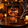 thumbnail image 4 of SUYOLL Halloween Stacked Pumpkins Resin Figurine With Witch Hat And Broom Spooky Fall Harvest Statue Rustic Halloween Decorative Ornament For Home Desk Mantel Shelf And Party Display, 4 of 7