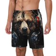 thumbnail image 1 of Fotbe Urban Bear With Headphones Traje de Baño para Hombre – Shorts de Natación de Secado Rápido con Forro y Bolsillos-Small, 1 of 6