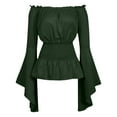 thumbnail image 1 of LSLJS Women's Boho Vintage Ruffle Off Shoulder Corset Flare Sleeve Blouse Shirt Tops, Corset Top, 1 of 5