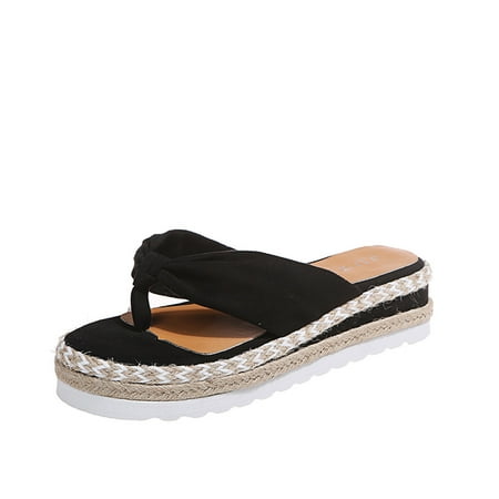 

Womens Espadrilles Flip-Flops Fashion Platform Wedge Slides Sandals Dressy Summer Casual Clip Toe Slip On Heeled Slippers