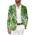 thumbnail image 2 of BLTIBY Men's St. Patrick's Day Corduroy Blazer Shamrock Jacket Button Loose Work Lapel Coat with Pockets Green 13 XL, 2 of 5
