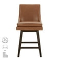 thumbnail image 3 of CHITA 26 inch Upholstered Swivel Faux Leather Counter Bar Stools with Back & Wood Legs Set of 2, Saddle Brown, 3 of 8