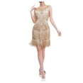 thumbnail image 4 of 1920s Vintage Fringed Personality Vintage Sequin Beaded Tassels Hem Flapper Dress For Women, 4 of 6