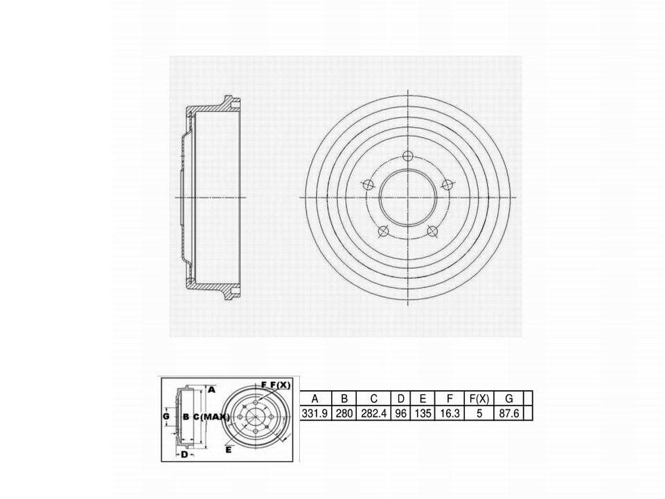 Winstop Brake Drum, Rear WS237792, Ford F-150 2001-2000