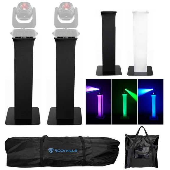 (2) Totem Stands Black White Scrims For 2) Chauvet Intimidator Beam 140SR Lights