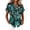 Cyan, variant on Hawaiian Shirt for Women Short Sleeve Tropical Print Button Down Shirt Business Casual Work Tops