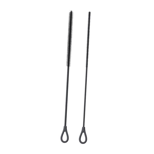 2 piezas cepillos de limpiador de paja de silicona larga liviana recipiente de cuello estrecho cepillos de botella de silicona reutilizables para taza Negro