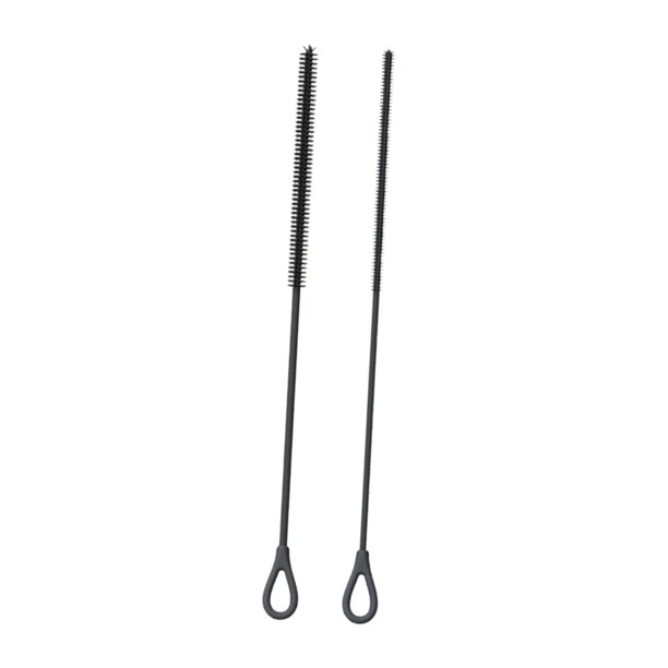 2 cepillos de silicona para limpiar pajitas y botellas, multifuncionales. Negro