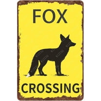 Metal Signs Fox Crossing Vintage Tin Sign for Home Bar Living Room Garden Yard Outdoor Wall Decor 12x8 Inch