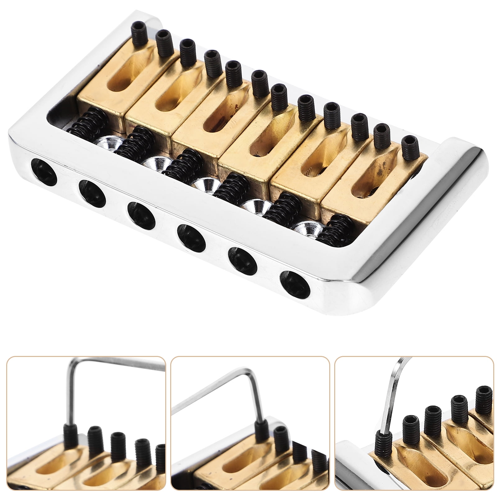 UKCOCO Electric Guitar Hardtail Fixed Bridge Set with Adjustable Saddles and Copper Finish Multi