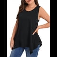 thumbnail image 1 of Blusas Sin Mangas para Mujer, Blusas Tipo Túnica de Verano de Talla Grande, Cuello Redondo, Informales, Holgadas, Corte Holgado. Negro XXL, 1 of 9