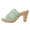 thumbnail image 2 of FSJ Women Platform Chunky Heel Sandals Braided Open Toe Slip On Wide Band Wooden Block Mules Shoes Size 8 Light Green, 2 of 4