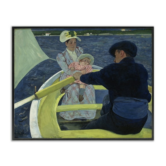 Stupell Industries Classical Boating Party People Painting Black Framed Art Print Wall Art, 14 x 11