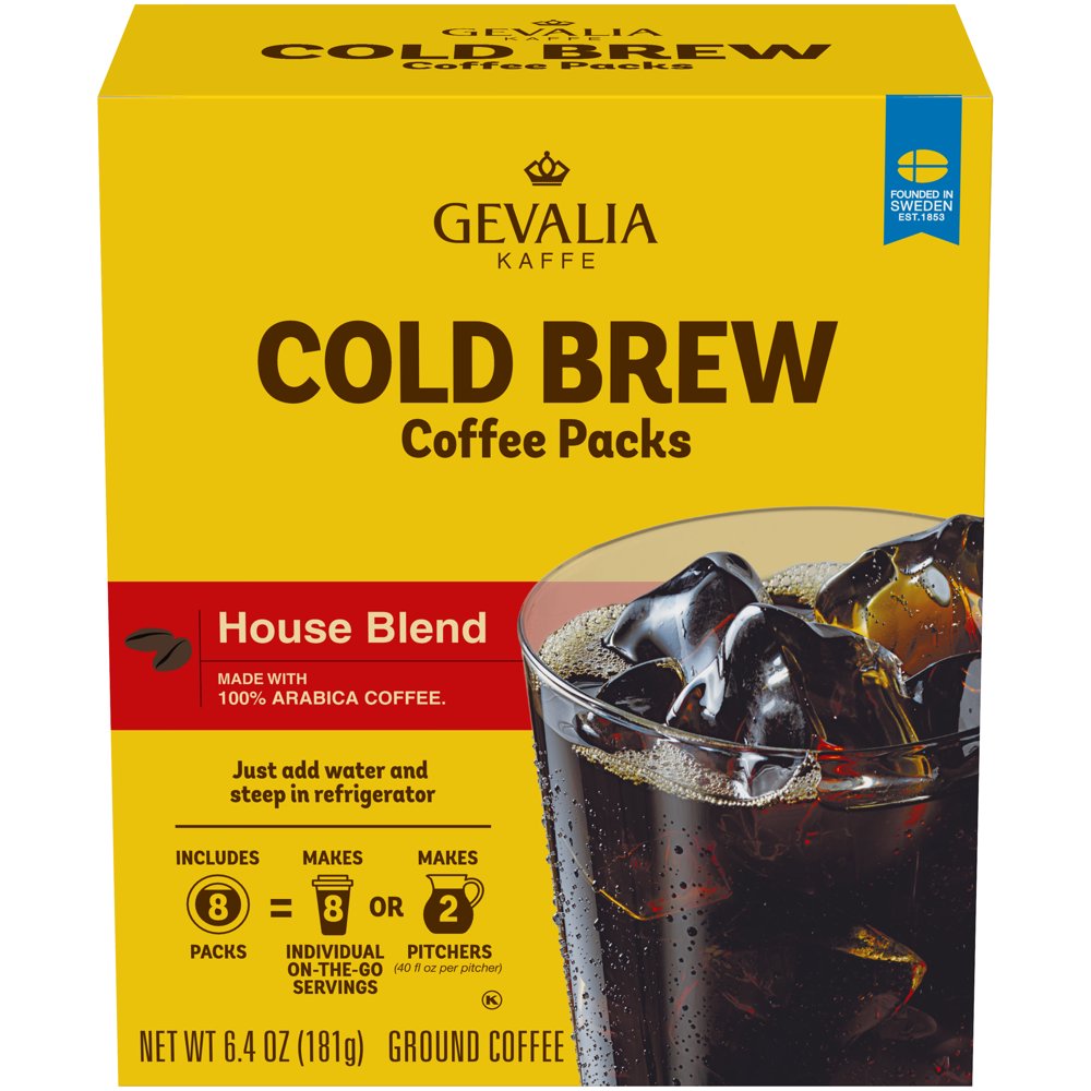 Gevalia Cold Brew House Blend Ground Coffee, 8 ct Packets