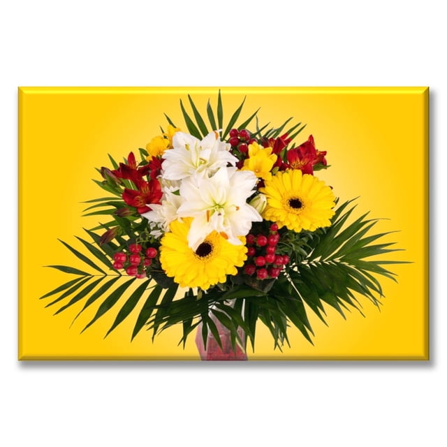Cuadro Canva Listo Para Colgar Pixtreats Tipo Galería Arreglo Flores Amarillo 50X75 cm