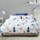 thumbnail image 4 of Juego de cama de algodón puro con estampado de hojas grandes, funda de almohada y funda de edredón (Queen), 4 of 8