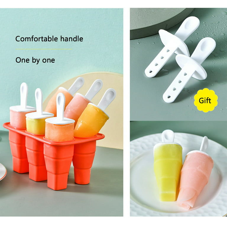 Popsicle Molds,Collapsible Popsicle Molds,6 Pieces Silicone Ice Pop Molds  BPA Free Reusable Easy Release Ice Pop Make,Two Functions Ice Cube Trays