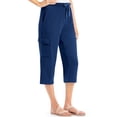 thumbnail image 2 of Collections Etc Drawstring Cargo Pocket Knit Casual Capri Pants, 2 of 4