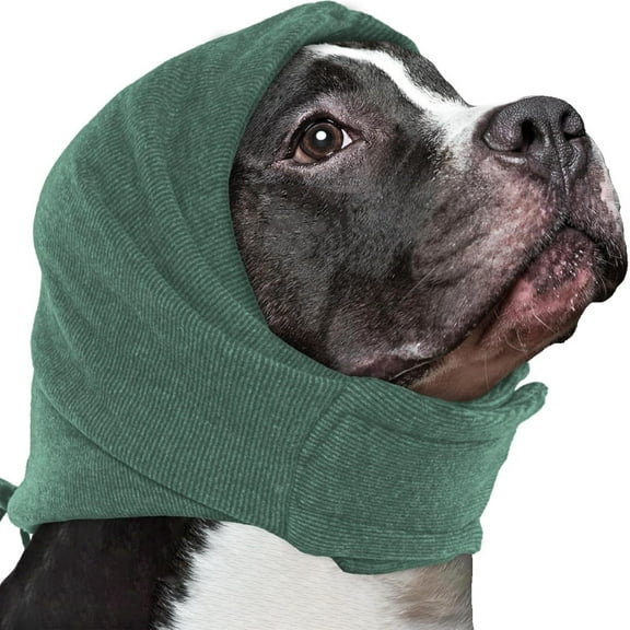 Janrevotw Dog Calming Hoodie, No Flap Ear Wraps for Dogs Anxiety Relief, Dog Ear Muffs Noise Protection for Firework, Grooming, Force Drying, Dog Ear Covers Headband for Noise Cancelling Green