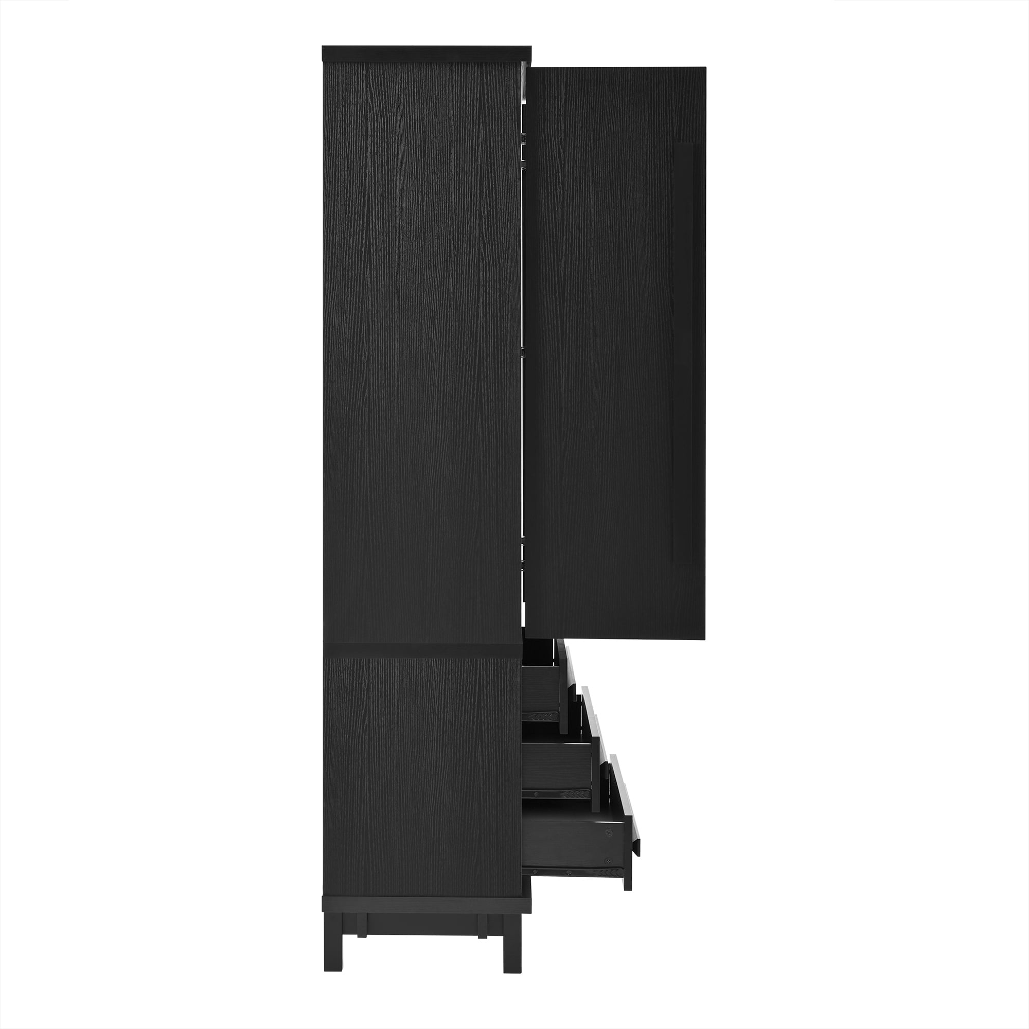 Euroco 70" Kitchen Pantry Cabinet,Large Food Storage Pantry Cabinet with 2 Cabinet Shelves,6 Door Shelves & 3 Drawers,Freestanding Tall Cupboard for Kitchen, Dining Room, Living Room, Bathroom,Black