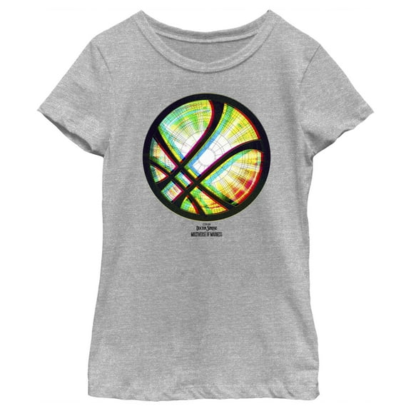 Girl's Marvel Doctor Strange in the Multiverse of Madness Neon Logo Graphic Tee Athletic Heather Large