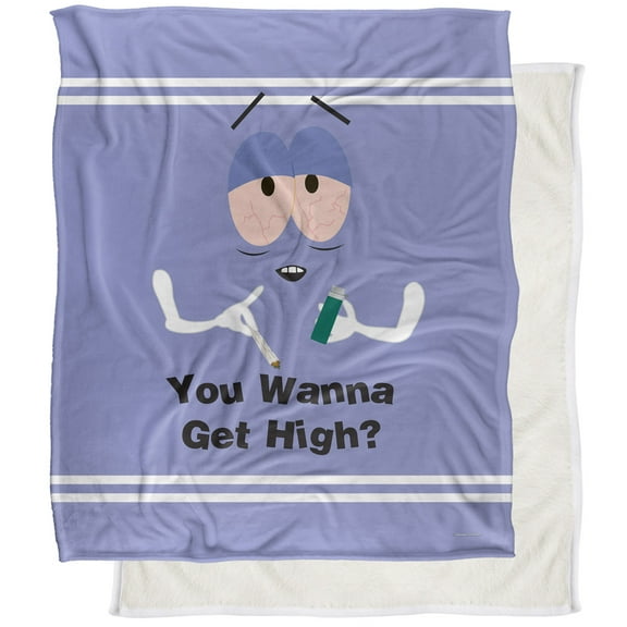 South Park Blanket, 50"x60", Towelie Wanna Get High Silky Touch Sherpa Back Super Soft Throw Blanket