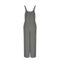 thumbnail image 4 of Caywon Fashion Casual Women Ladies Solid Color Button Front Pocket Detail Long Pants Jumpsuit Trousers One Piece Pant Suit Comfortable Gray L, 4 of 7