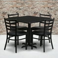 thumbnail image 3 of 36'' Square Black Laminate Table Set with X-Base and 4 Ladder Back Metal Chairs - Black Vinyl Seat, 3 of 4