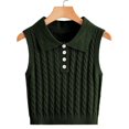 thumbnail image 3 of Women's Casual V-Neck Pullover Shirt Collision Color Sleeveless Sweater Vest, Stylish and Lightweight, Ideal for Layering and Summer to Fall Transition,Dark Green,XL, 3 of 7
