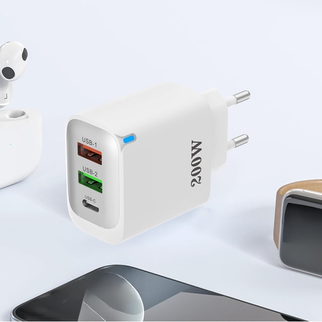 EU Standard Multi-Port USB Charger, 1C+2U Fast Charging Power Adapter, Smart Protocol, Universal Voltage, Over-Voltage Protection, Portable Charger for US Home Travel Mobile Devices