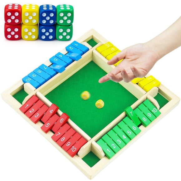 Shut The Box Game Wooden Rytopt para familias de 2 a 4 jugadores