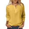 thumbnail image 1 of Camiseta informal holgada de cuello redondo y manga 3/4 para mujer - Top largo de color liso, blusa de algodón transpirable, tallas S-XXL, 1 of 5