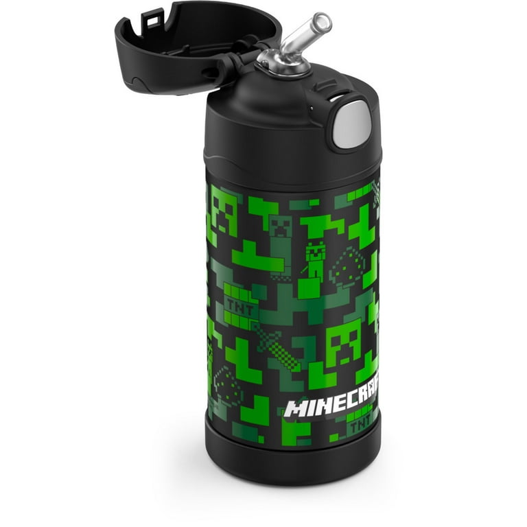interval niveau deed het Thermos Kids Stainless Steel Vacuum Insulated Funtainer Straw Bottle,  Minecraft, 12 fl oz - Walmart.com