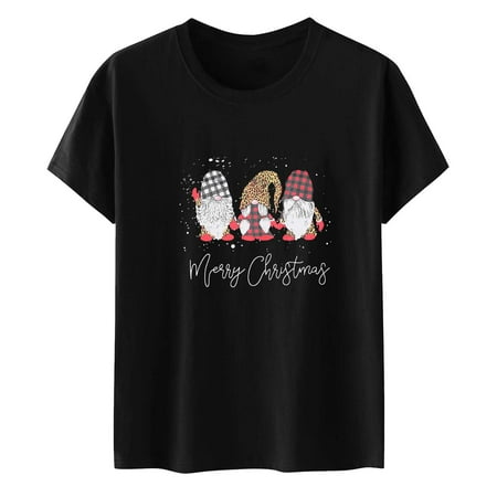 

Tank Top for Women Sexy Tops for Women Trendy Women Leisure Christmas Printed Pullover Short Sleeve T-Shirt Tops Blouse Tshirts Shirts for Women Shirts for Women Clearance on Sales Black M