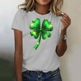 thumbnail image 4 of Annhoo Womens St Patricks Day T-Shirt Shamrock Print Crewneck Short Sleeve Tops Spring Summer Blouse, 4 of 5