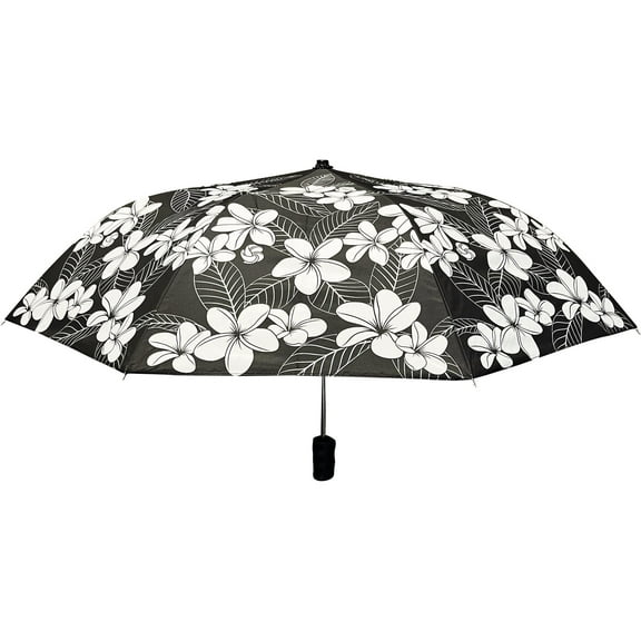 Gotta Be Hawaiian Umbrella 42" Black and White Plumeria