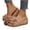 Khaki, variant on Tbopshirt Wedge Sandals for Women with Arch Support Open Toe Flower Mid Heels Solid Color Comfortable Dressy Summer Slides