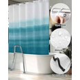 thumbnail image 5 of Split Shower Curtain for Transfer Bench, Turquoise White Ombre Fabric Shower Curtains for Bathroom, Modern Country Abstract Stripes Tub Sliding Transfer Bench Waterproof Bath Curtains 72"x96", 5 of 9