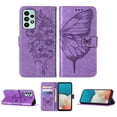 thumbnail image 1 of TECH CIRCLE Wallet Case for Samsung Galaxy A53 5G,Embossed Pattern PU Leather Magnetic Clasp Flip Phone Case Credit Card Slots Holder Shockproof Protective Cover with Wrist Strap,Lightpurple, 1 of 7
